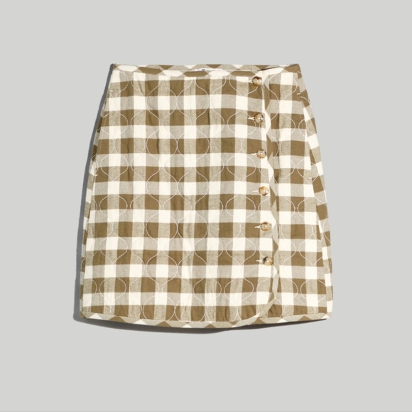 NWT, Madewell, Women's‎ 00 Quilted Flannel Mini Skirt, Gingham Check - Picture 2 of 7